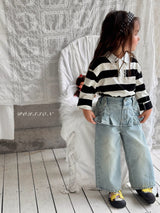 ［poisson］Pleate skirt denim pants