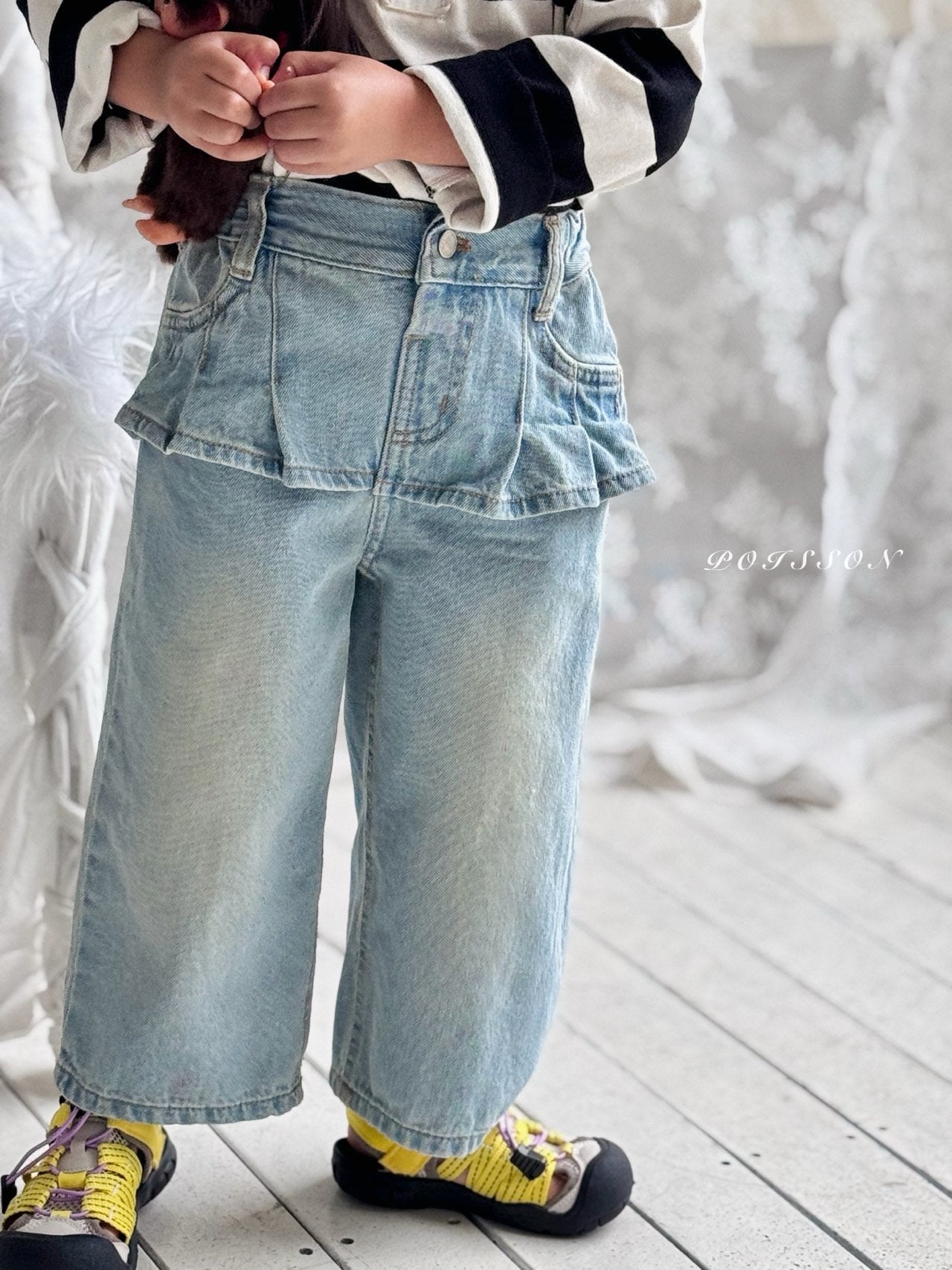 ［poisson］Pleate skirt denim pants