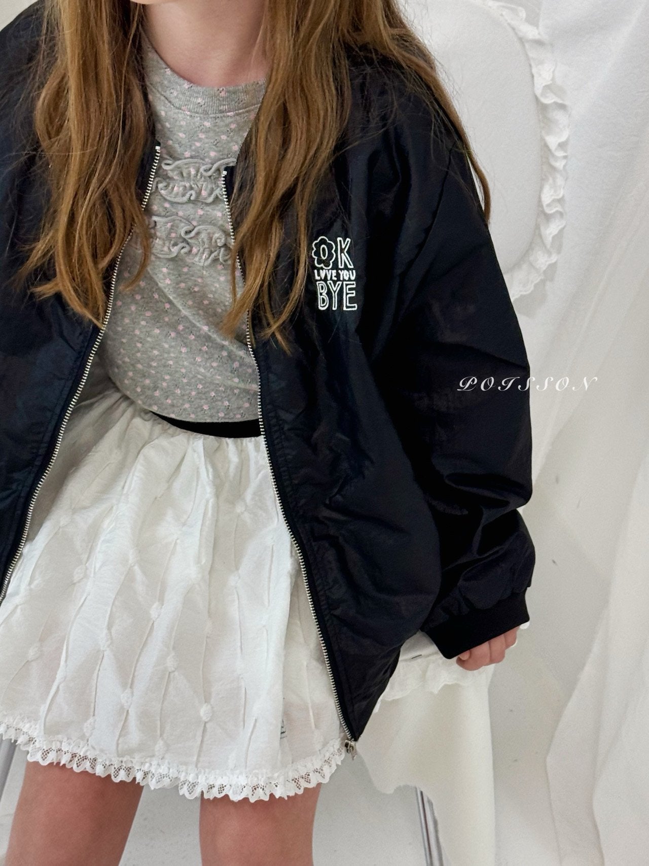 ［poisson］Eyelet frill tee