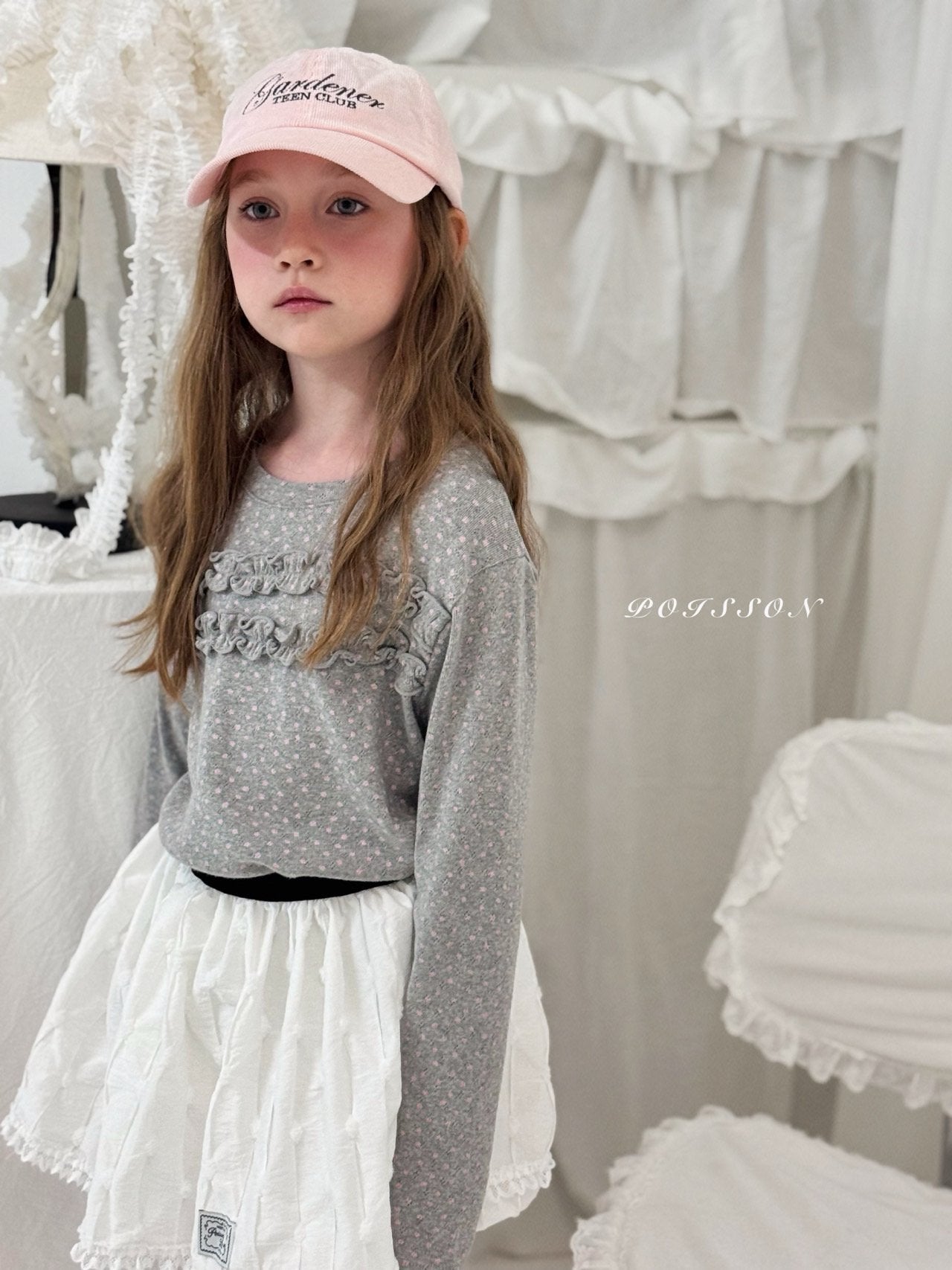［poisson］Eyelet frill tee