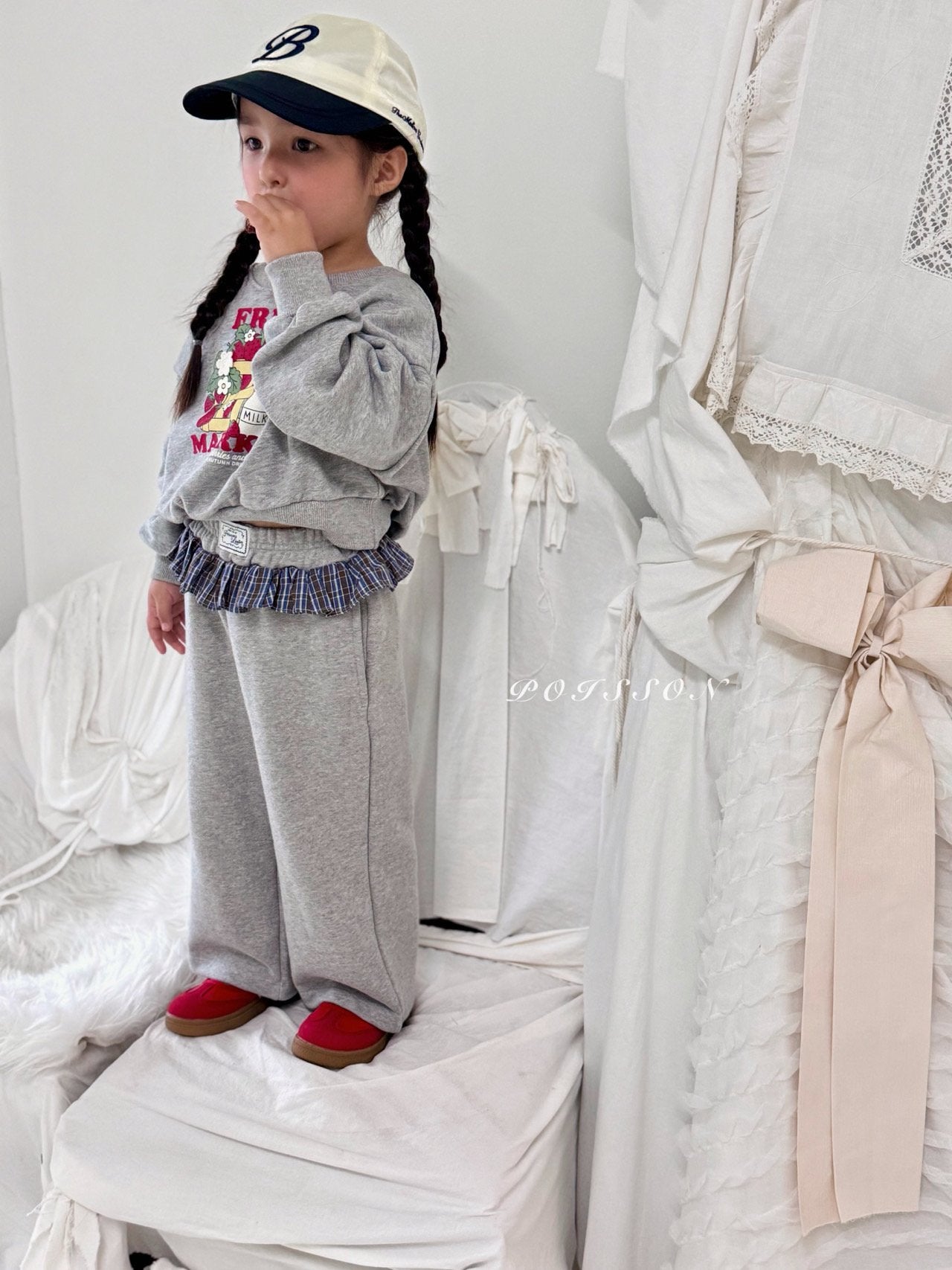 ［poisson］Check frill pants