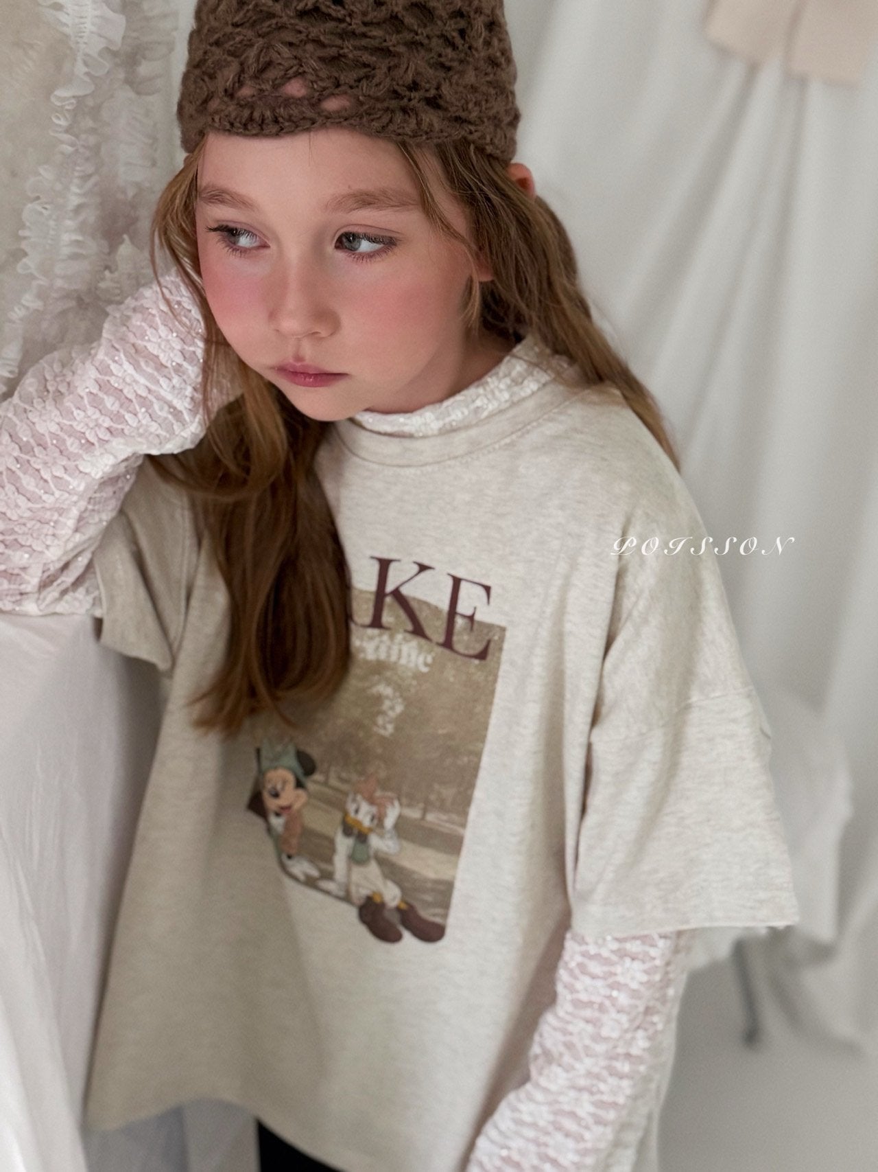 ［poisson］Flower lace layered tee