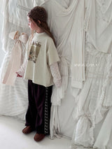 ［poisson］Flower lace layered tee