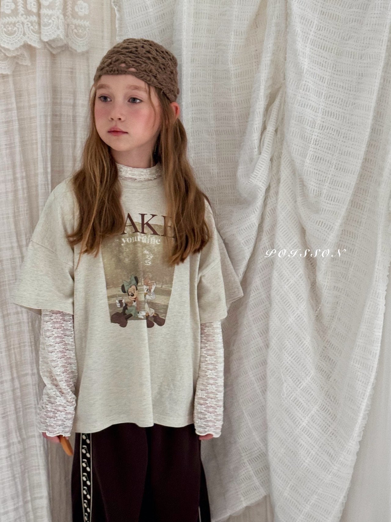 ［poisson］Flower lace layered tee