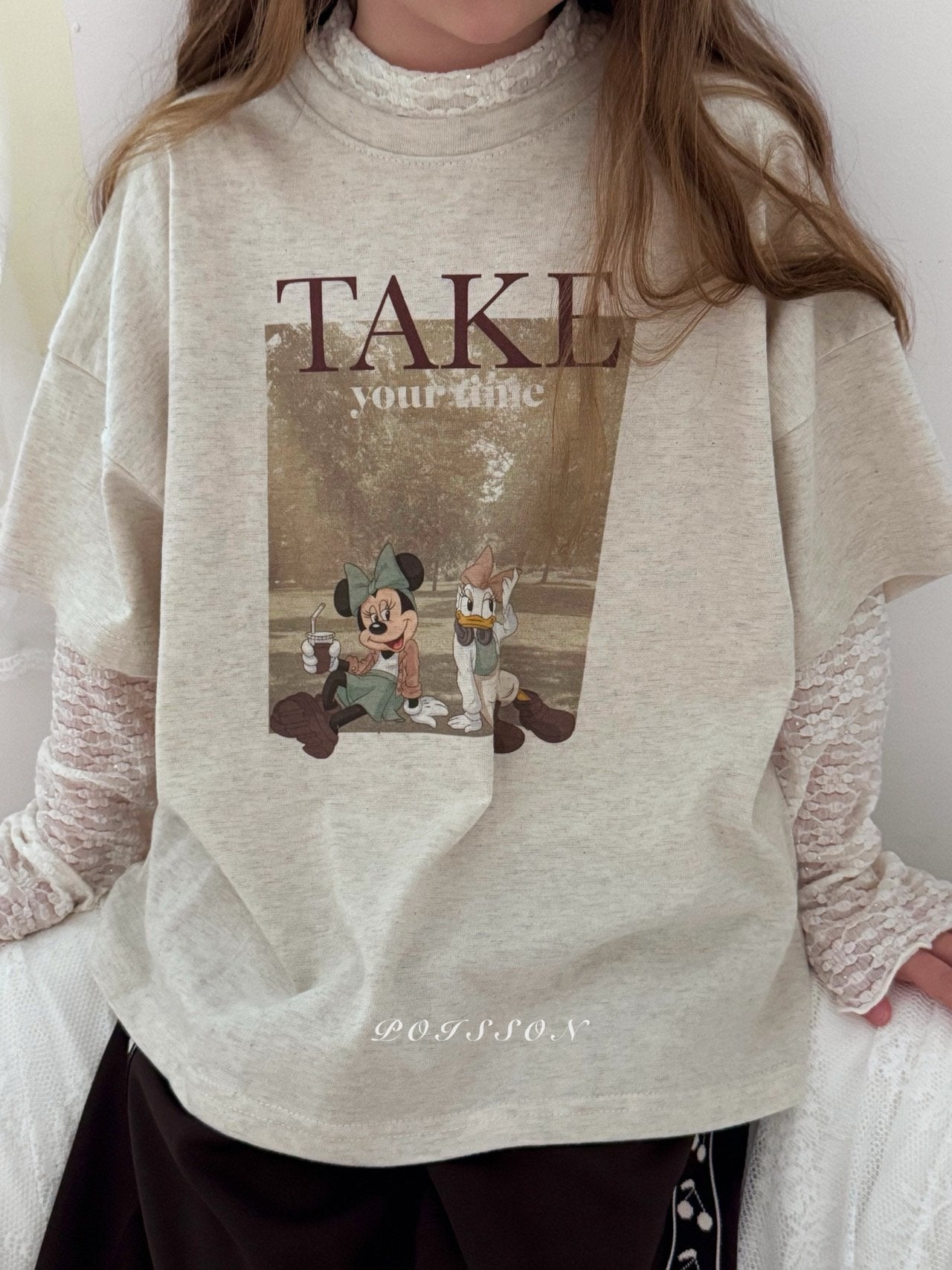 ［poisson］Flower lace layered tee