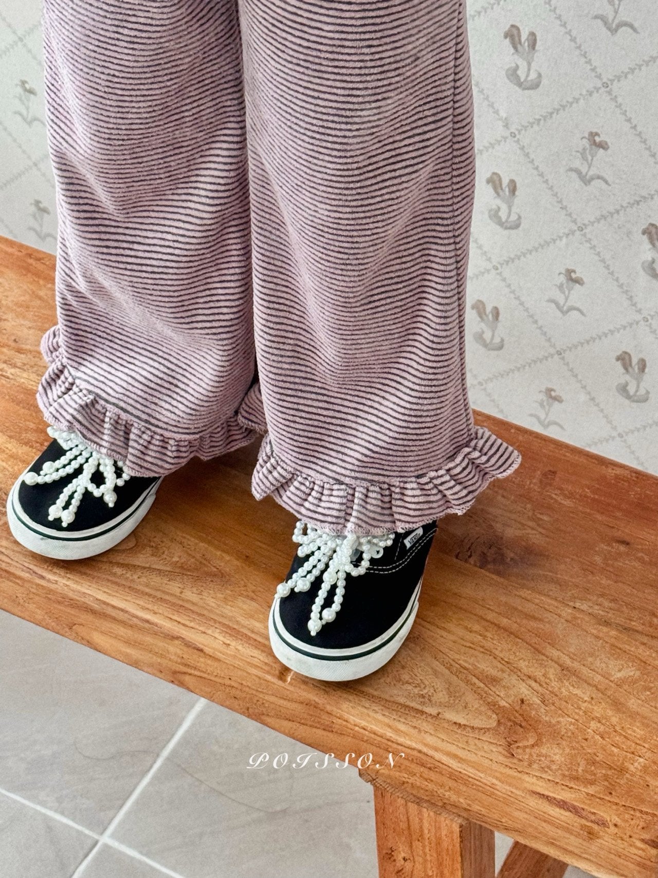 ［poisson］Frill stripe flare pants