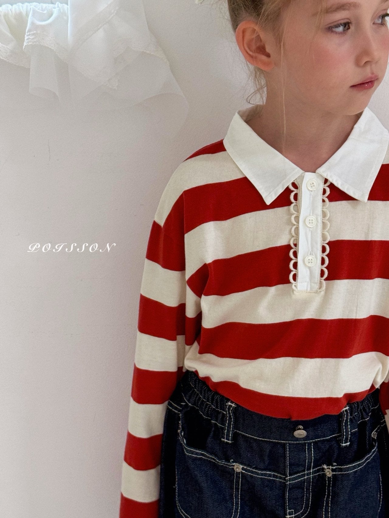 ［poisson］Stripe collar tee