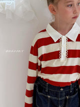 ［poisson］Stripe collar tee