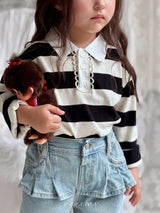 ［poisson］Stripe collar tee