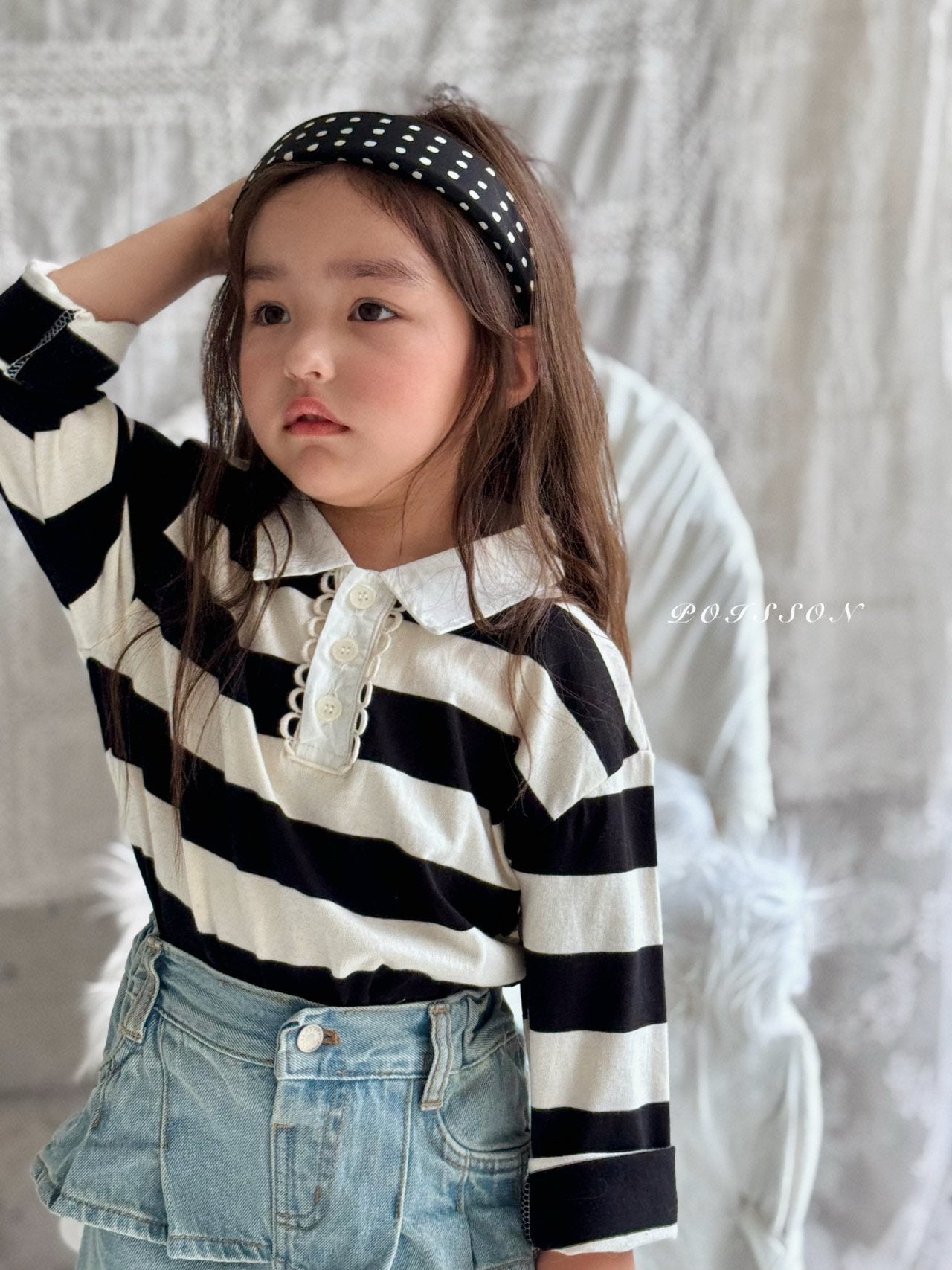 ［poisson］Stripe collar tee