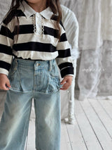 ［poisson］Stripe collar tee