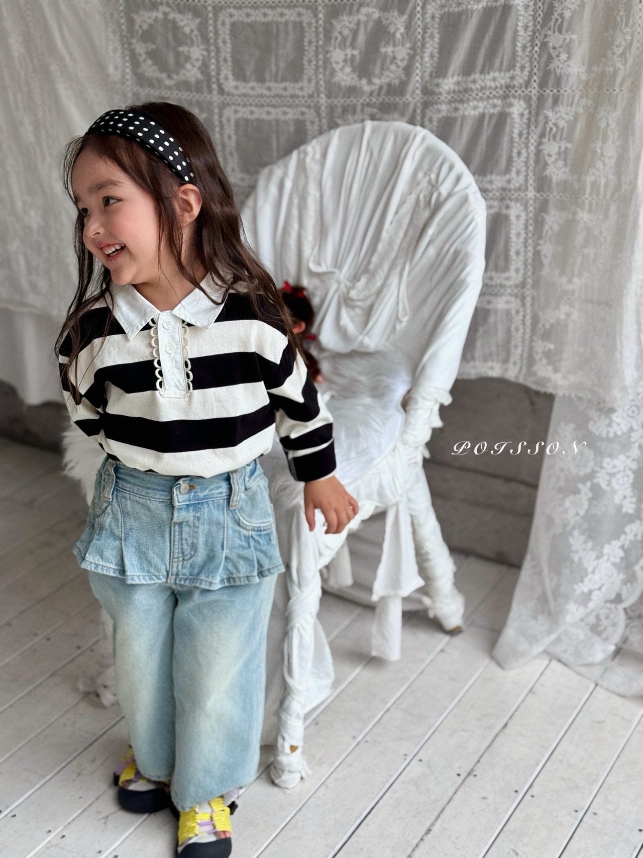 ［poisson］Stripe collar tee