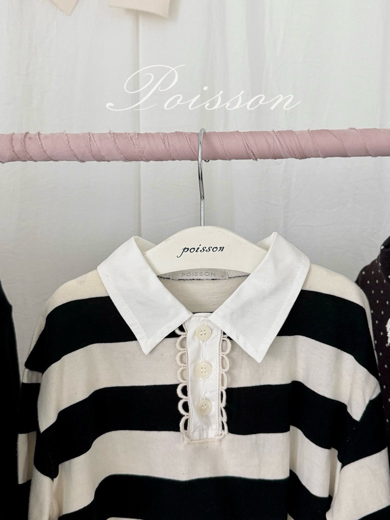 ［poisson］Stripe collar tee