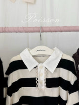［poisson］Stripe collar tee