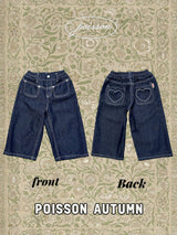 ［poisson］Heart embroidery denim pants
