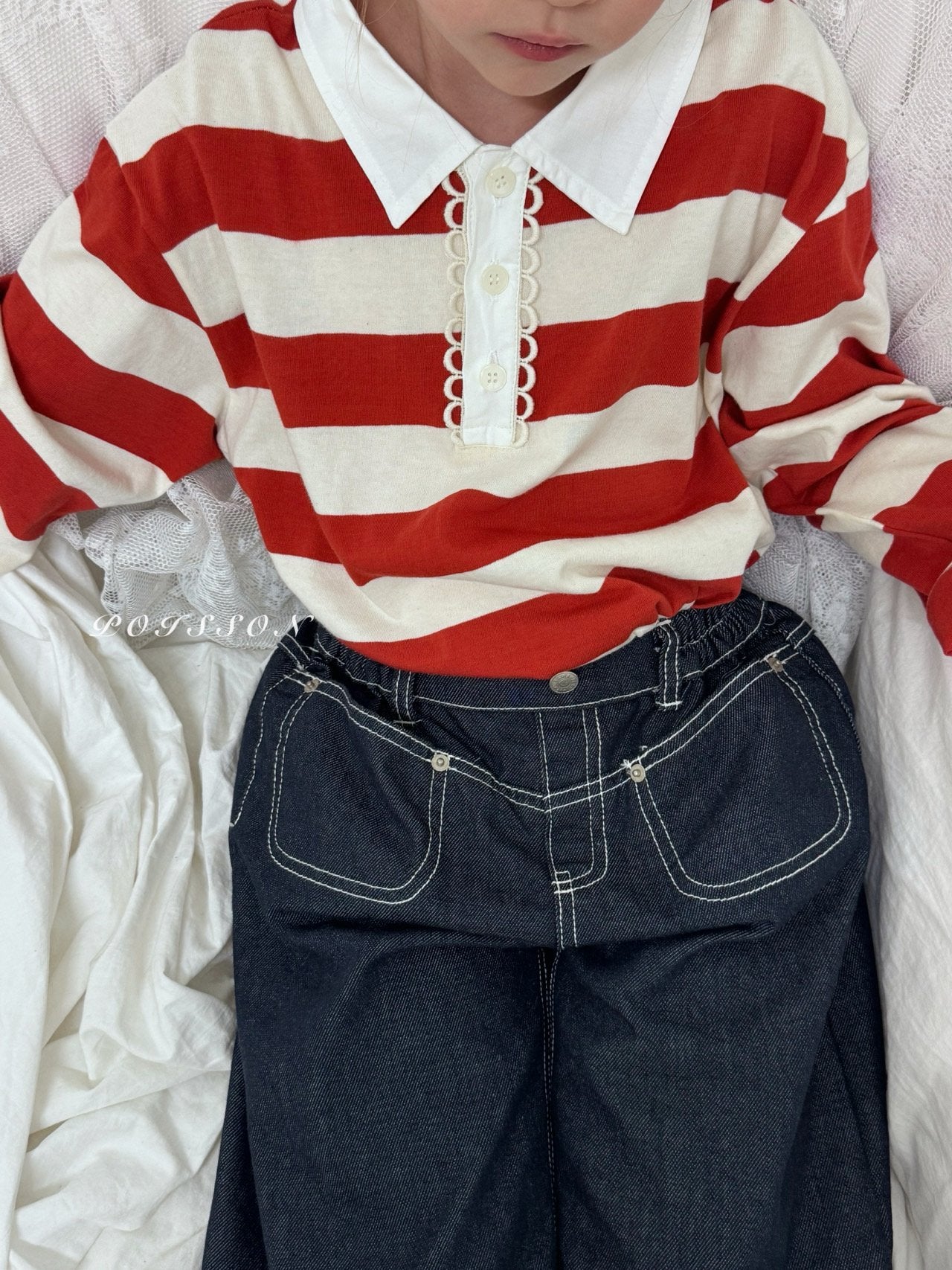 ［poisson］Heart embroidery denim pants