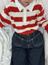 ［poisson］Heart embroidery denim pants