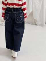 ［poisson］Heart embroidery denim pants