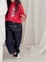 ［poisson］Heart embroidery denim pants