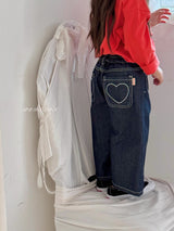 ［poisson］Heart embroidery denim pants