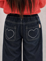 ［poisson］Heart embroidery denim pants