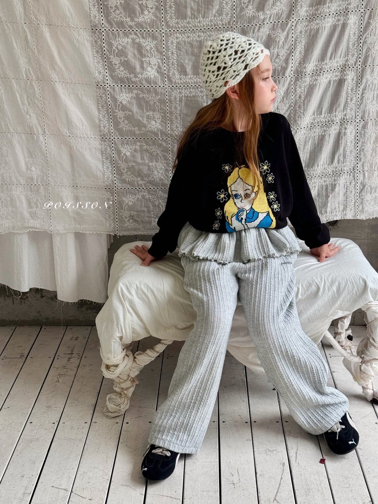 ［poisson］Knit frill pants