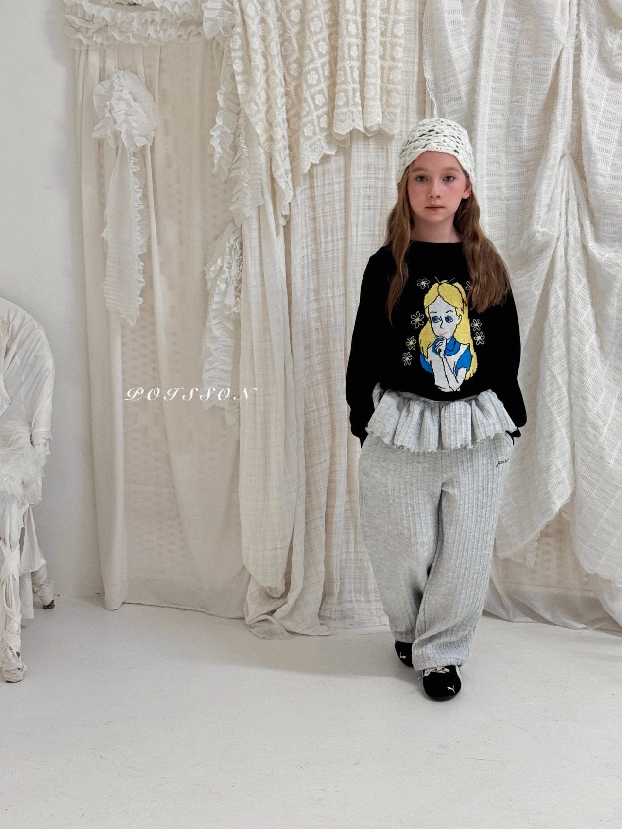 ［poisson］Knit frill pants
