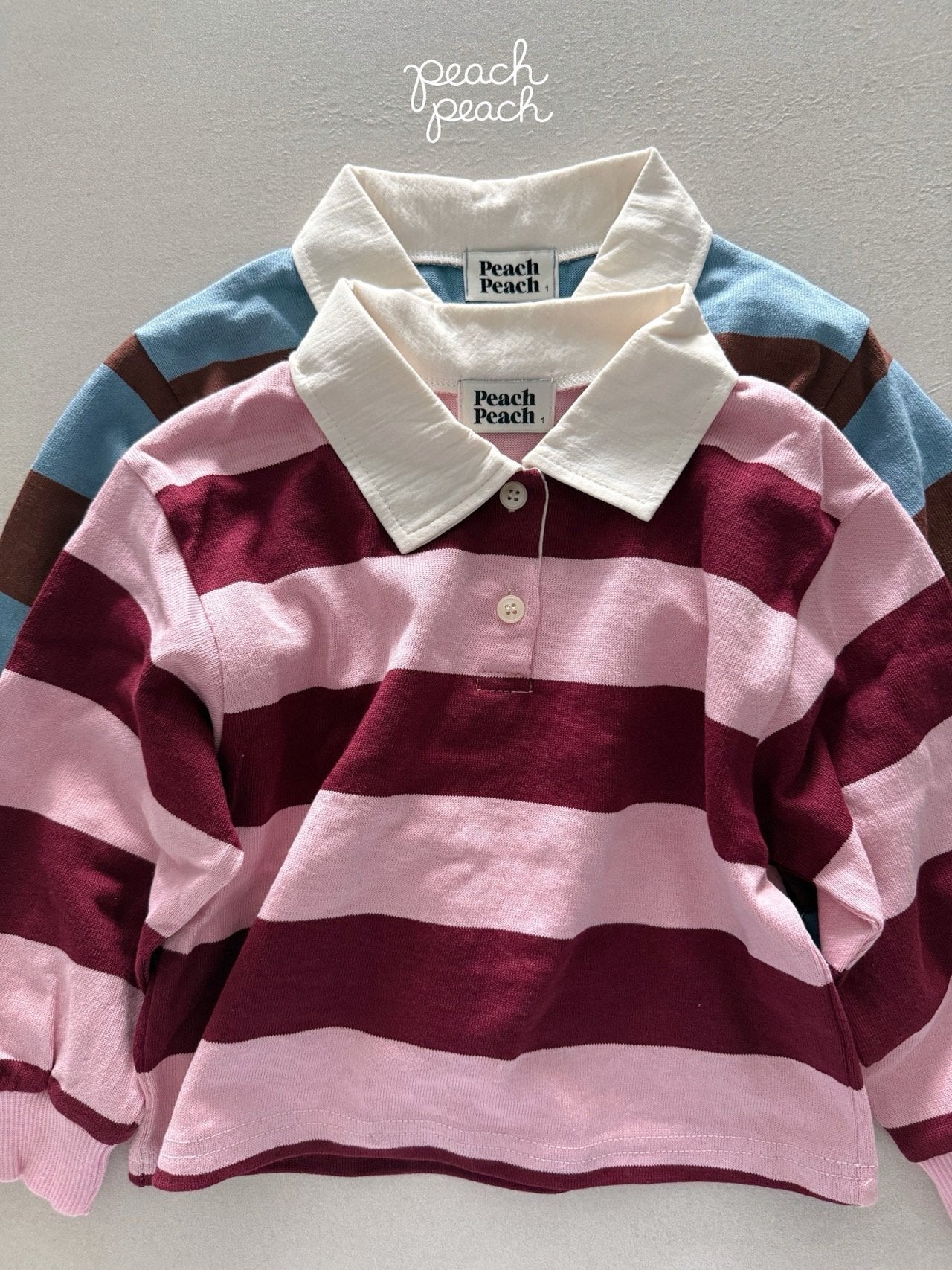 ［peach peach］Morning stripe collar tops