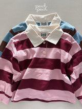 ［peach peach］Morning stripe collar tops