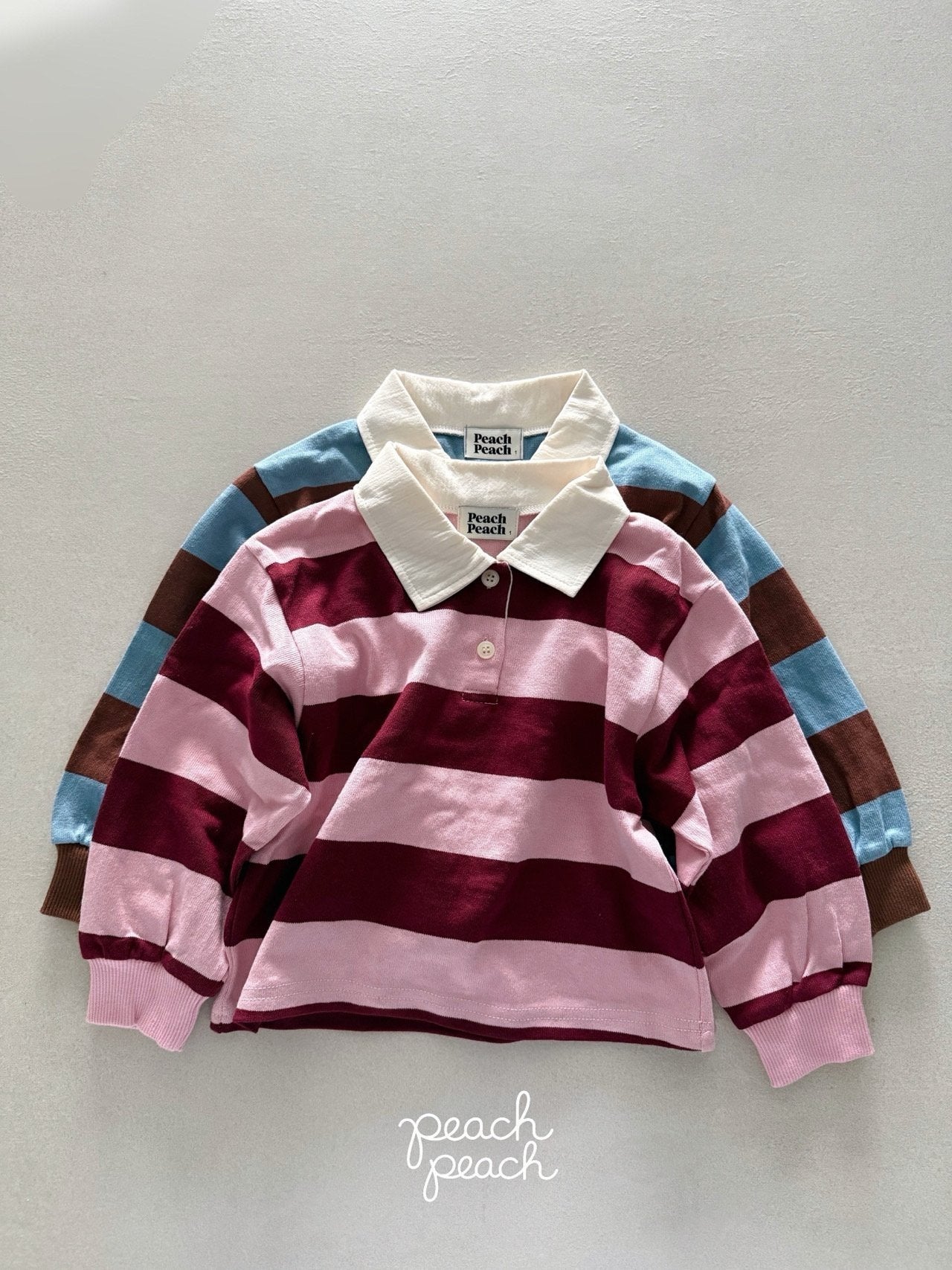 ［peach peach］Morning stripe collar tops