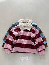［peach peach］Morning stripe collar tops