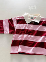 ［peach peach］Morning stripe collar tops