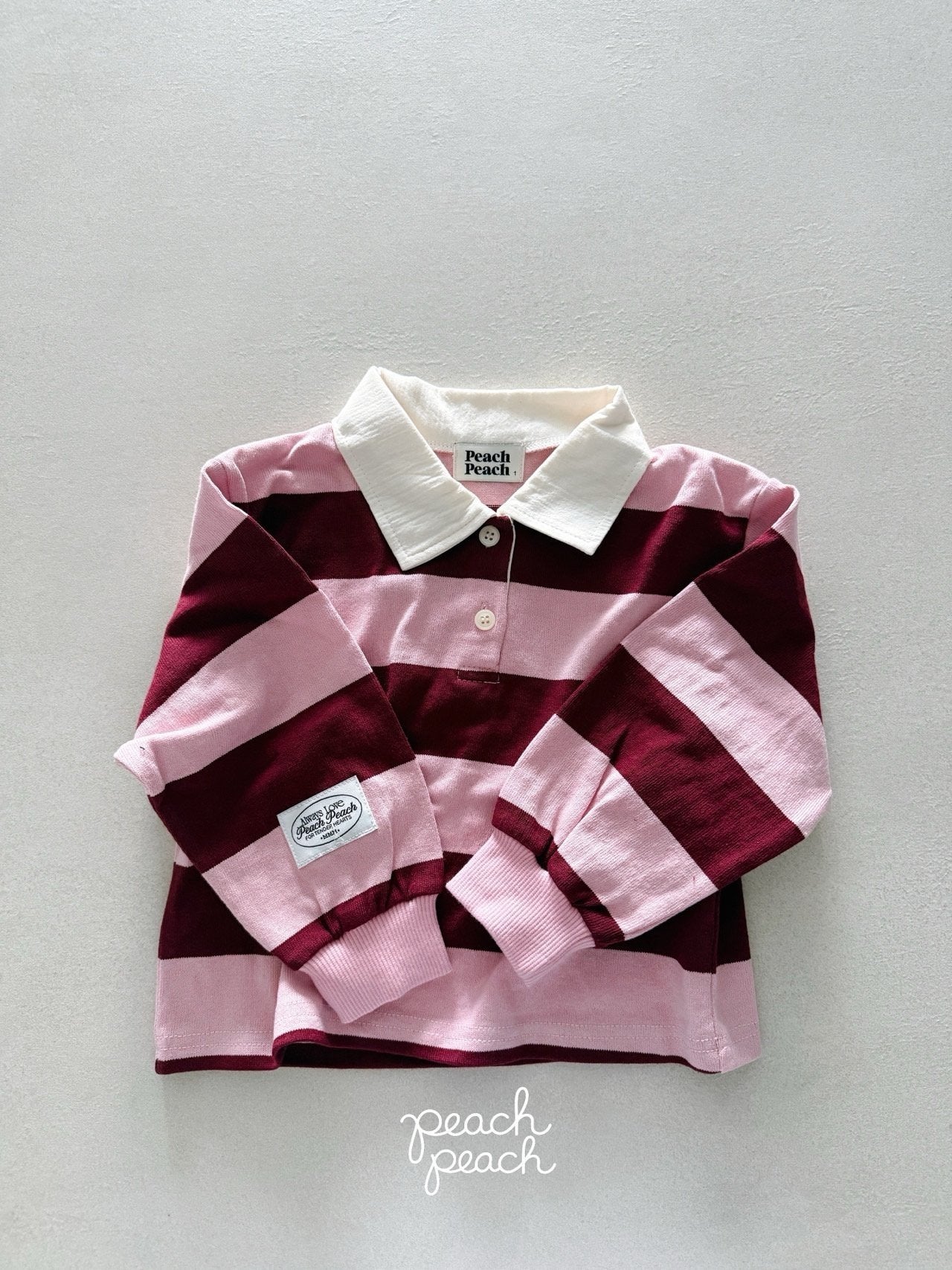 ［peach peach］Morning stripe collar tops