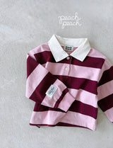 ［peach peach］Morning stripe collar tops