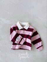 ［peach peach］Morning stripe collar tops