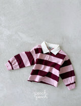 ［peach peach］Morning stripe collar tops
