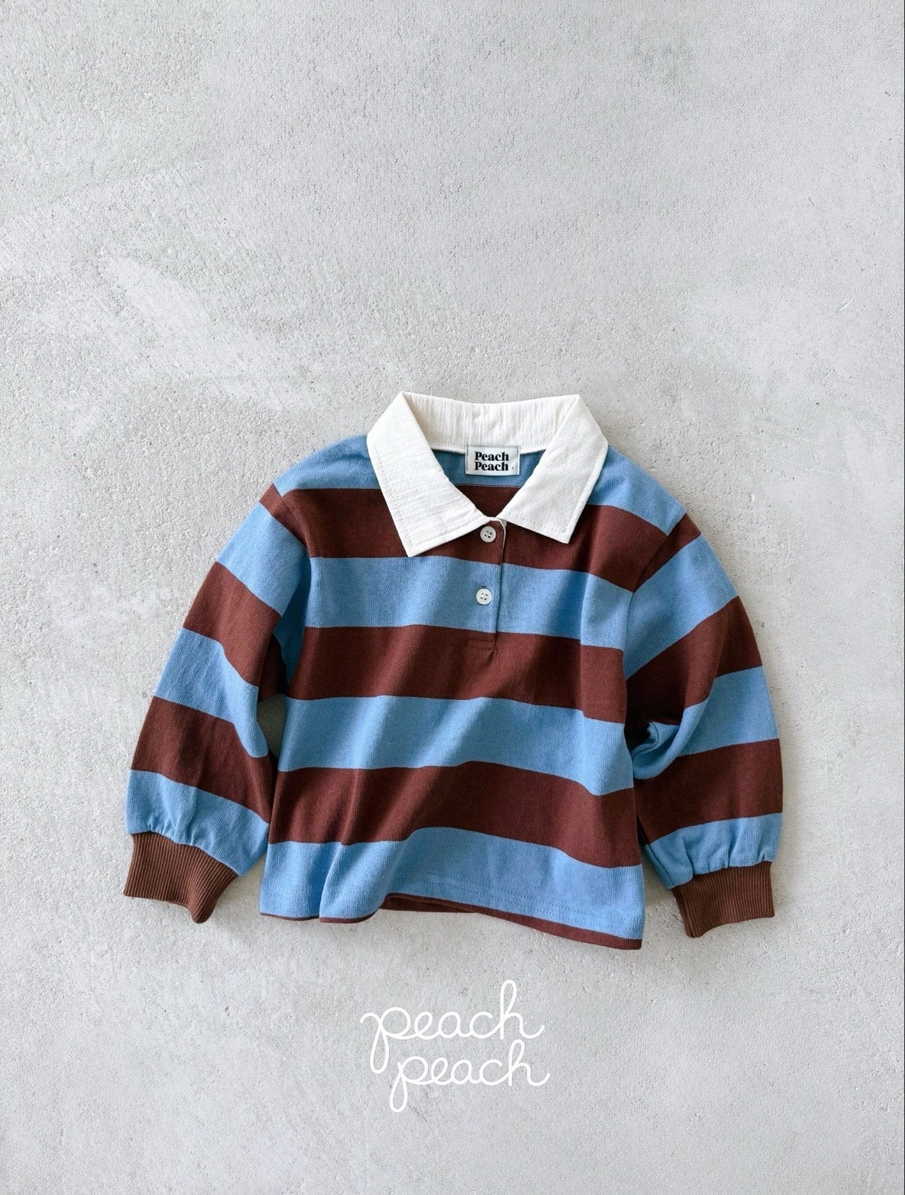 ［peach peach］Morning stripe collar tops