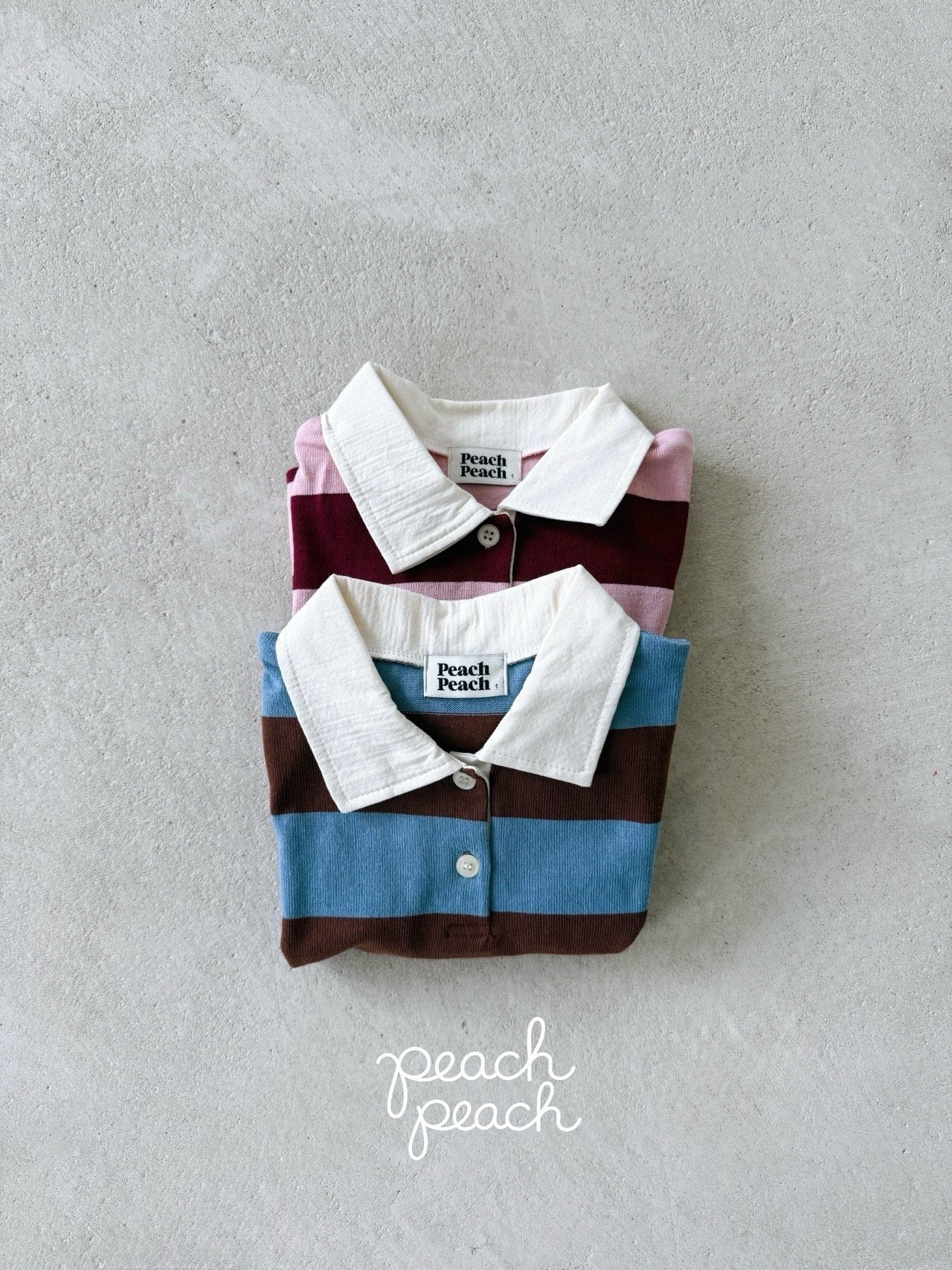 ［peach peach］Morning stripe collar tops