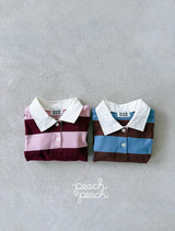 ［peach peach］Morning stripe collar tops