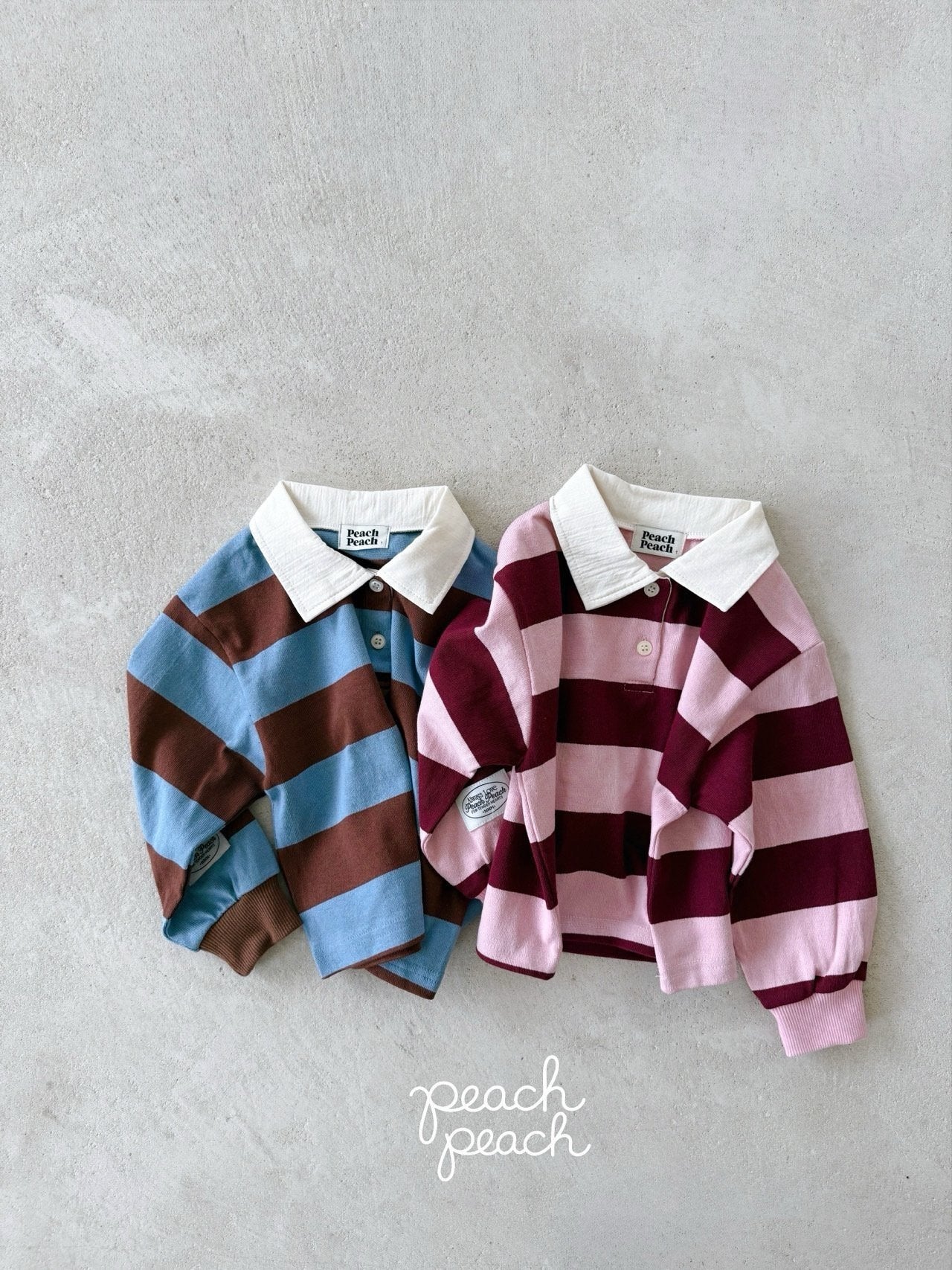 ［peach peach］Morning stripe collar tops