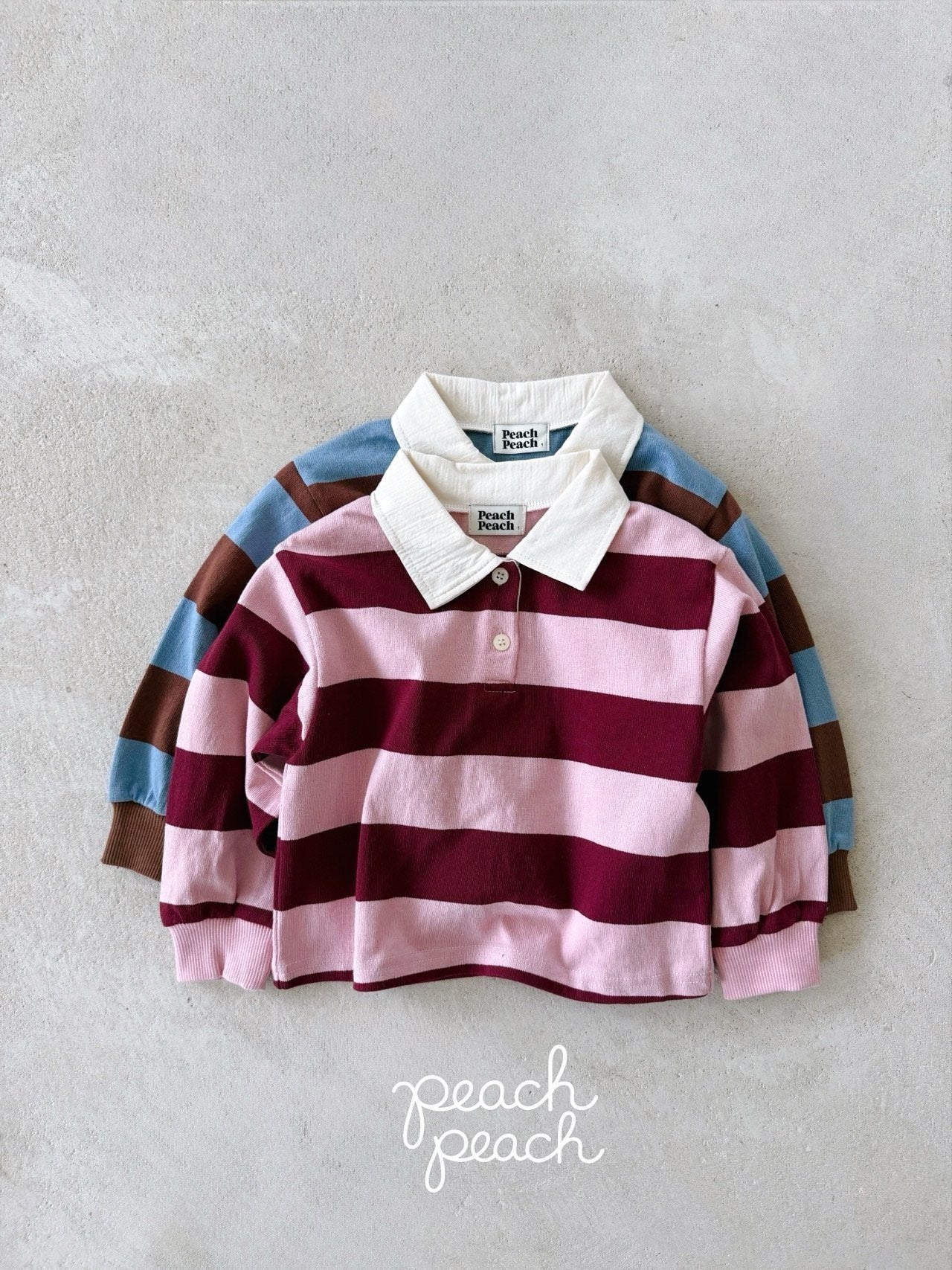［peach peach］Morning stripe collar tops