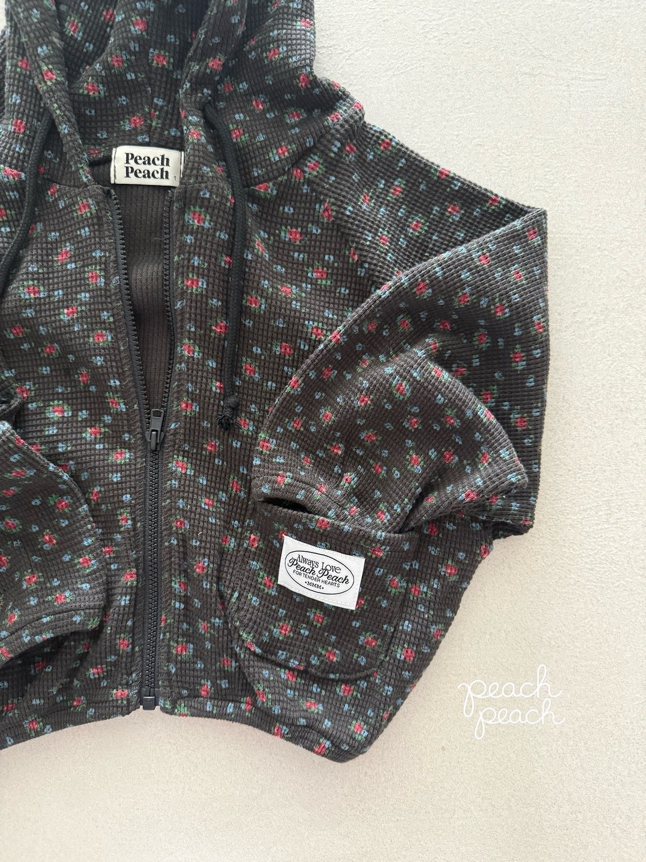 ［peach peach］Rossie waffle hoodie