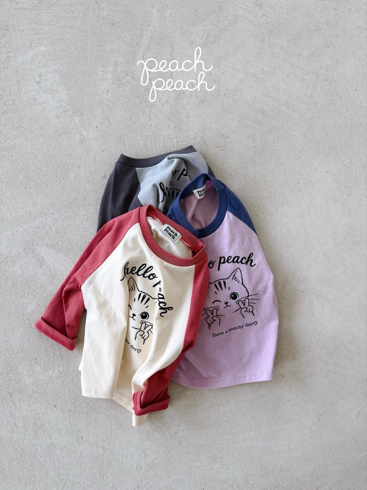 ［peach peach］Hello peach raglan tee