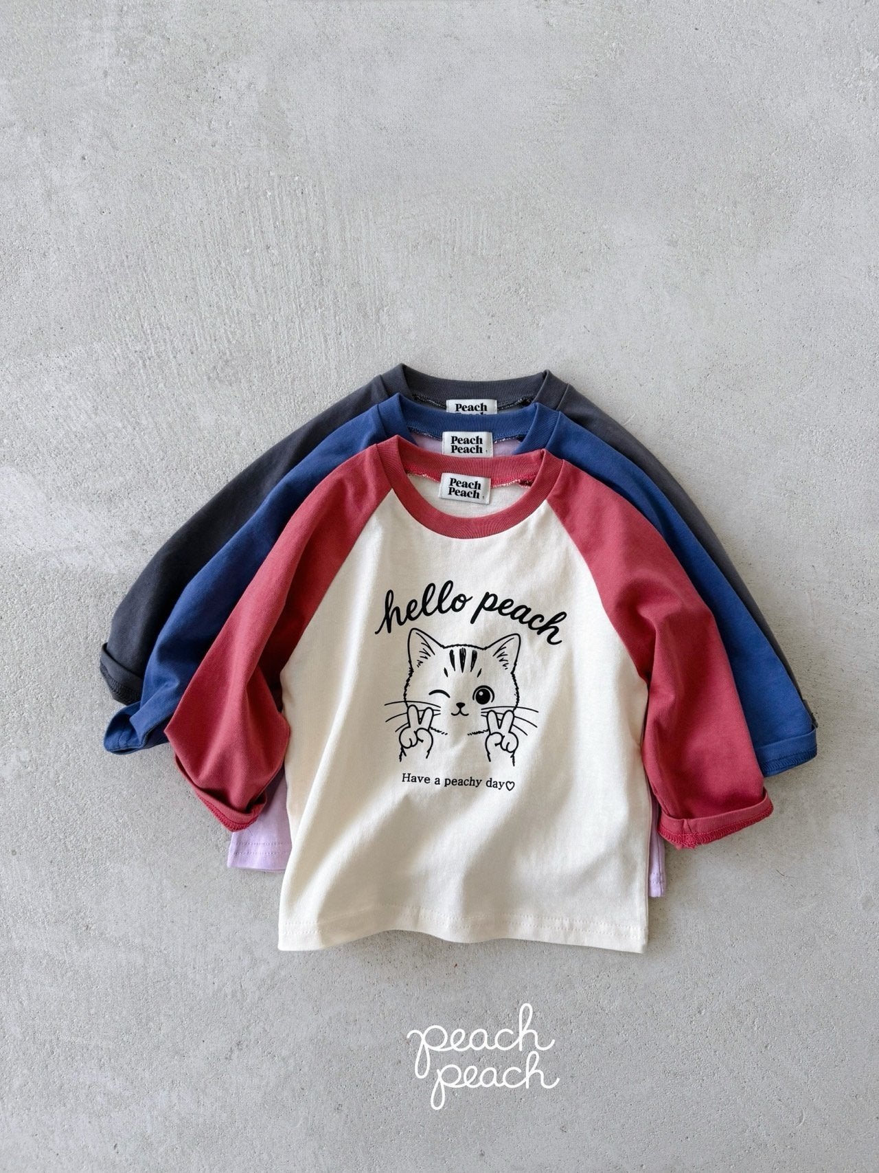 ［peach peach］Hello peach raglan tee