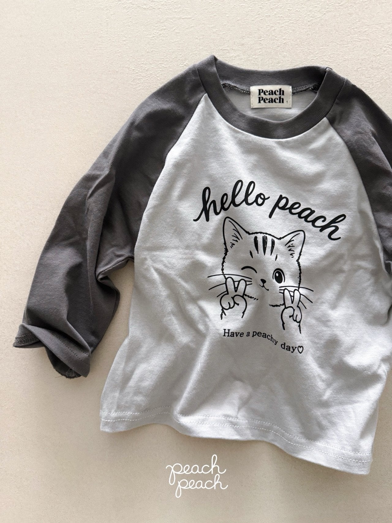 ［peach peach］Hello peach raglan tee