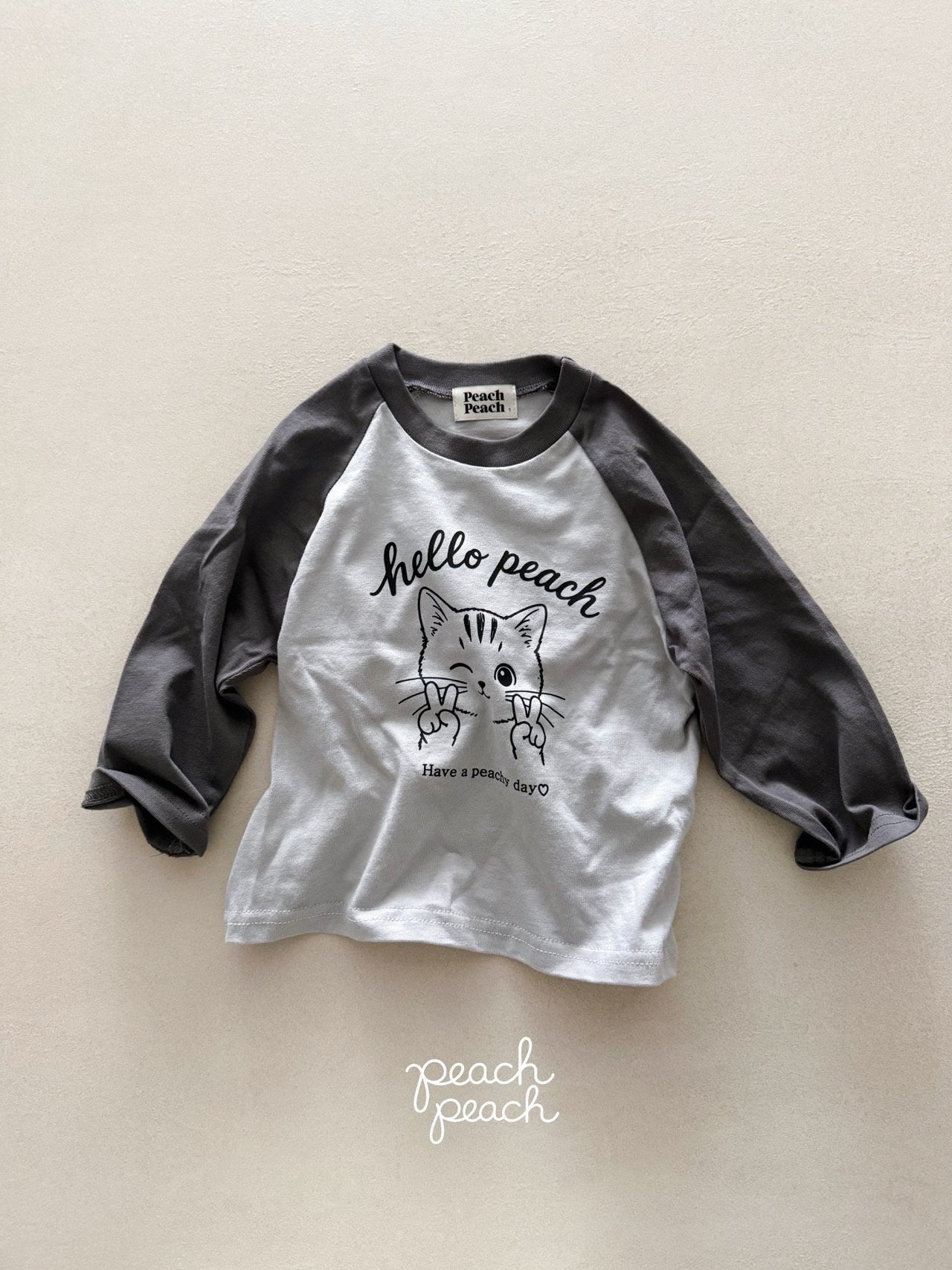 ［peach peach］Hello peach raglan tee