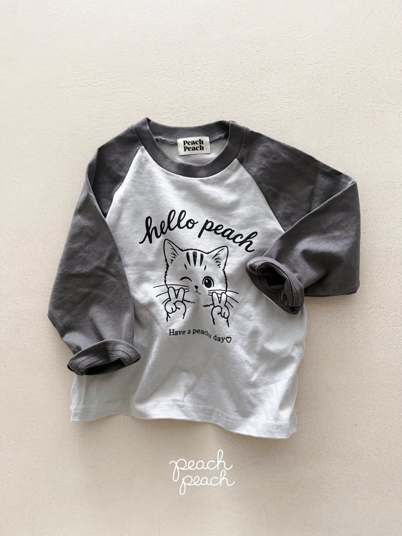 ［peach peach］Hello peach raglan tee