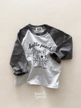 ［peach peach］Hello peach raglan tee