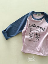 ［peach peach］Hello peach raglan tee