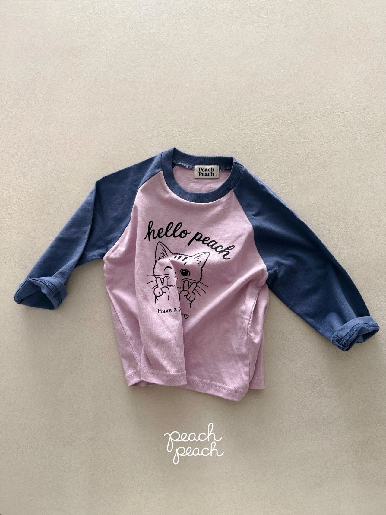 ［peach peach］Hello peach raglan tee